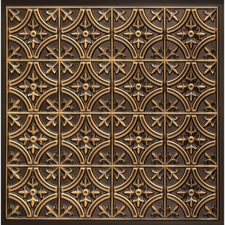 FROM PLAIN TO BEAUTIFUL IN HOURS Scarlette Faux Tin/ PVC 24-in x 24-in 10-Pack Antique Gold Textured Surface-mount Ceiling Tile, 10PK 290ag-24x24-10